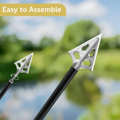 Miniatura 4 de Hunting Broadheads with 3 Fixed Blade 100 Grain Screw-in Archery Broadheads Compatible with Crossbows,Recurve and Compound Bows Plateado-3