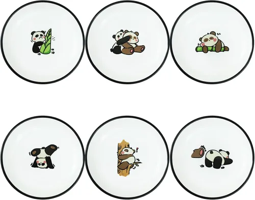 Miniatura 20 de SOCOSY Platos de cerámica súper lindos con animales de dibujos animados, platos de condimentos, pequeños tazones para alimentación de gatos, perros
