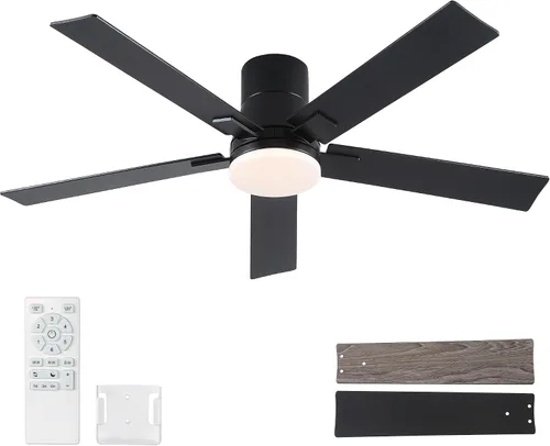 Miniatura 27 de Ventiladores de techo de 42 pulgadas con luces y control remoto, ventilador de techo de níquel cepillado, motor CC reversible de 6 velocidades, LED