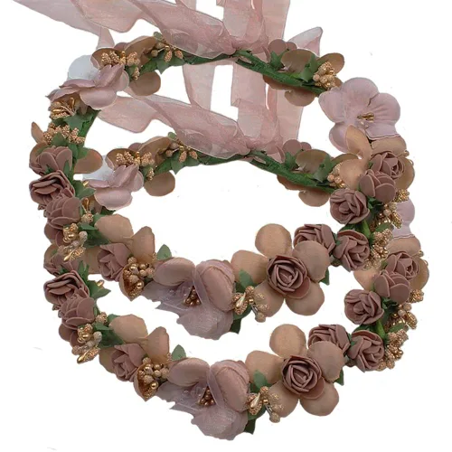 Miniatura 9 de WLBON 2 diademas de flores con corona de rosas y hojas florales, bandas para el cabello, diadema para mujer, Navidad, boda, Halloween, festival