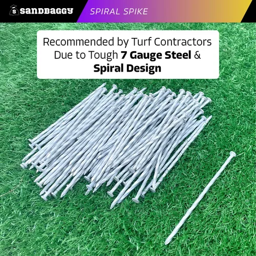 Miniatura 3 de Sandbaggy Estacas de césped artificial galvanizado de 6 pulgadas, clavos de paisaje en espiral, clavos de tierra para césped sintético, césped