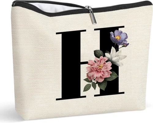 Miniatura 13 de Bolsa de maquillaje personalizada con inicial para mujer, bolsa de cosméticos con monograma, regalo de cumpleaños para mamá, regalo de dama