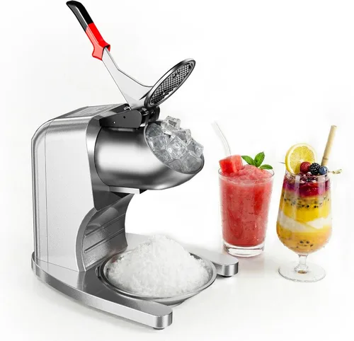 Garvee Trituradora de hielo comercial de 209 libras/h, máquina eléctrica de cono de nieve de 300 W con 4 cuchillas de acero inoxidable, 1450 RPM,
