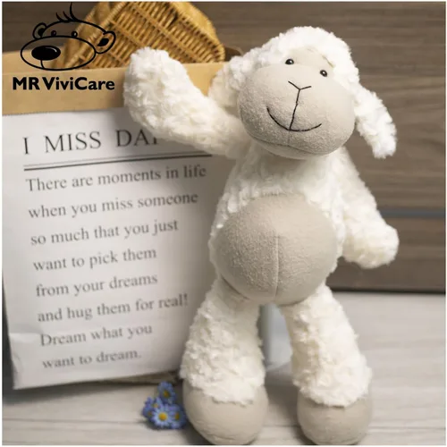 Miniatura 6 de Peluche de oveja abrazable de 17 pulgadas, color blanco y crema para niños y niñas, juguetes de peluche suaves y adorables para bebés recién