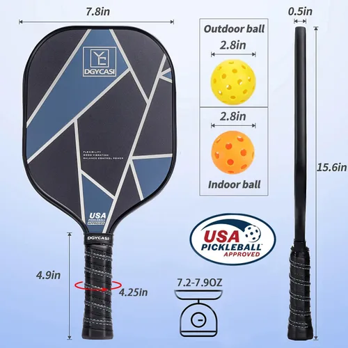 Miniatura 3 de YC DGYCASI Pickleball Paddles Set of 2, USAPA Approved Carbon Fiber Pickleball Set, Lightweight Pickle Ball Rackets 2 Pack, 2 Outdoor Pickleball, 2