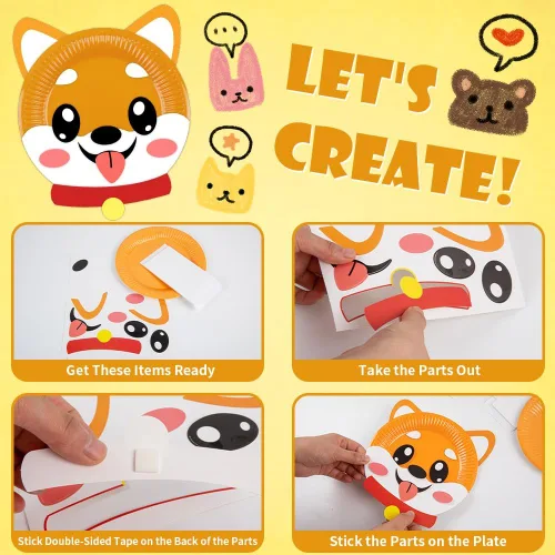 Miniatura 5 de Paquete de 16 Artes y Manualidades para Niños, Manualidades para Niños Pequeños Kit de Arte de Platos de Papel de Animales Regalo para Niños y Niñas