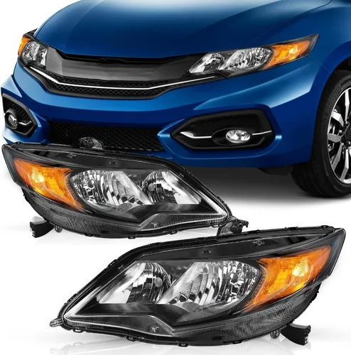 Miniatura 16 de TUSDAR Reemplazo del conjunto de faros delanteros para Honda Civic 2014-2015 de 2 puertas Coupé, carcasa negra, reflector ámbar (L+R)