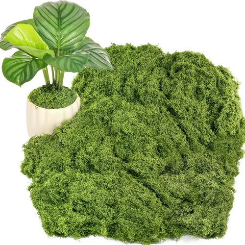 Musgo verde falso para plantas en maceta, decoración de musgo artificial de 10.6 onzas, musgo sintético para manualidades, musgo preservado para