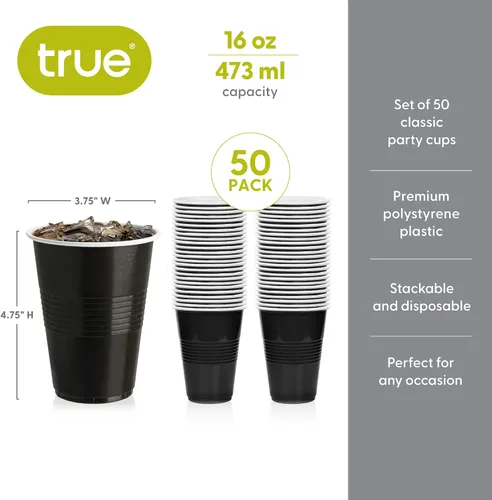 Miniatura 3 de TRUE Vasos de plástico para cócteles, refrescos, café helado, té helado, pong de cerveza, vasos desechables para fiesta de cumpleaños, noches