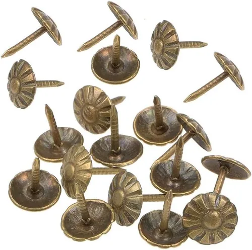 Tachuelas de tapicería, 200 piezas de clavos de muebles de 7/16 pulgadas, clavos de tapicería para muebles, bricolaje, proyectos de bricolaje, Latón