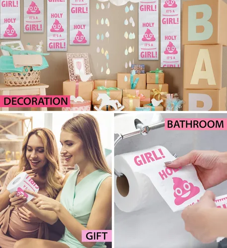Miniatura 5 de Printed TP Holy It's a Girl! Regalo de papel higiénico impreso para revelación de género, divertido rollo para niñas, regalos de fiesta de baby Rosa