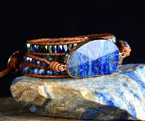 Miniatura 103 de ZOSOJONA - Pulseras bohemias hechas a mano de piedra natural, que dan vuelta, con cuentas de cristal de turquesa