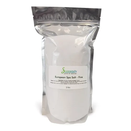 Sal de spa europea de 48 onzas, grano fino, 100% natural, sin perfume, sal marina pura, producto unisex utilizado en productos cosméticos, sal