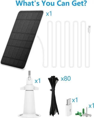 Miniatura 7 de Cargador de panel solar compatible con proyector Eufycam 3/3C/2C/2C Pro/E40/E20/2/2/2 Pro/E/L20/L40/Solo/SoloCam, panel solar de 5 W para cámara