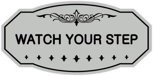 Miniatura 65 de Signs ByLITA Victorian Watch Your Step - Letrero de pared o puerta Material duradero y fácil instalación Señalización de seguridad (negro)