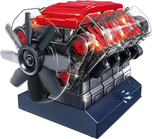 Miniatura 10 de Playz Kit de modelo de motor en línea 6: construye tu propio motor STEM en línea 6 pequeño que funciona para adultos y niños de 10 a 12 años, kit