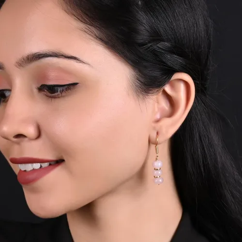 Miniatura 4 de Gempires - Aretes ligeros con cuentas hechas a mano, hipoalergénicos, chapados en oro, aretes colgantes para mujer