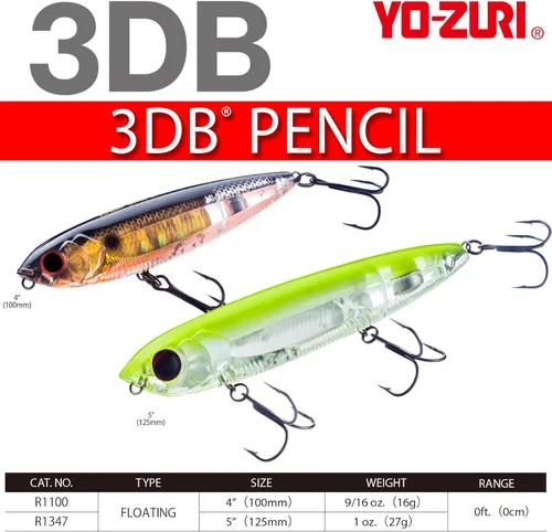 Miniatura 2 de Yo-Zuri Señuelo flotante de lápiz 3DB Sábalo prisma fantasma
