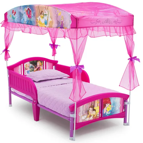 Miniatura 2 de Delta Children Cama Infantil con Dosel, Princesa de Disney y Organizador de Almacenamiento de Juguetes Diseño y Almacenamiento de 6 Compartimientos