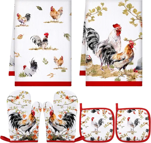 Miniatura 8 de Bencailor Juego de 6 toallas de cocina suculentas, soportes para ollas y guantes de horno de algodón suave, resistentes al calor, guantes de horno