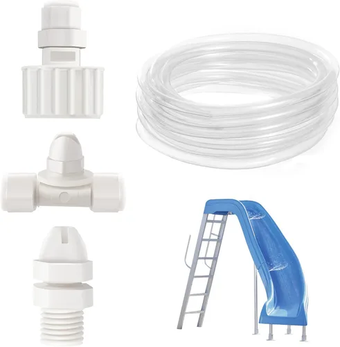 Kit de tubería de agua de tobogán de piscina, kit de manguera de pulverización/piezas para tobogán de piscina enterrado, rociador de agua de tobog