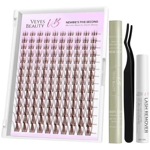 Miniatura 9 de VEYESBEAUTY Extensiones de Pestañas en Racimos Banda Delgada e Invisible DIY Pestañas Postizas Individuales Serie de Cinco Segundos