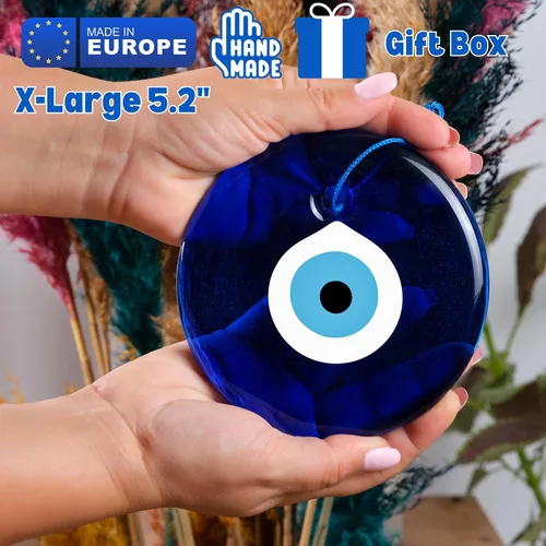 Miniatura 3 de BCS Decoración azul contra el mal de ojo de 5.2 pulgadas, adorno colgante de pared hecho a mano turco griego Nazar amuleto de buena suerte y amuleto