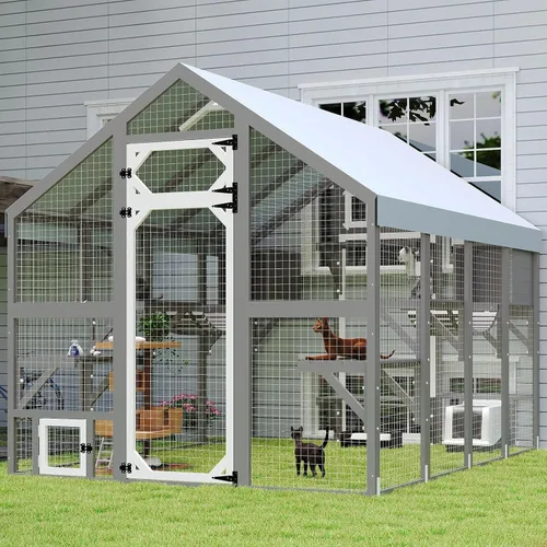 Miniatura 6 de Catio Recinto Extra Grande para Gatos al Aire Libre Impermeable, Casa para Mascotas al Aire Libre con Acceso Peatonal para Múltiples Gatos, Jaula