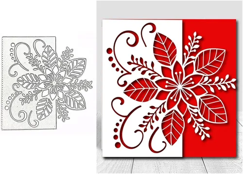 Miniatura 3 de hinana Hojas de flores de Navidad troqueladas de metal, troqueles de borde de flores, plantillas cortadas para álbumes de recortes, álbumes