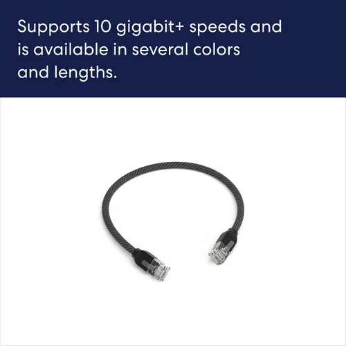Miniatura 3 de Cable Ethernet Amazon eero CAT6a: Admite velocidades de más de 10 gigabits, 1 pie, paquete de 1, negro titanio Titanium Black