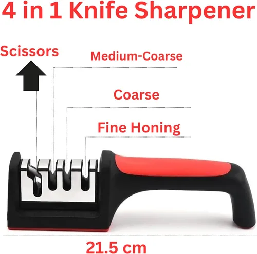 Miniatura 2 de Afilador de cuchillos y tijeras 4 en 1 - Afilado rápido y fácil para todos los cuchillos y tijeras en menos de 1 minuto - Mango antideslizante