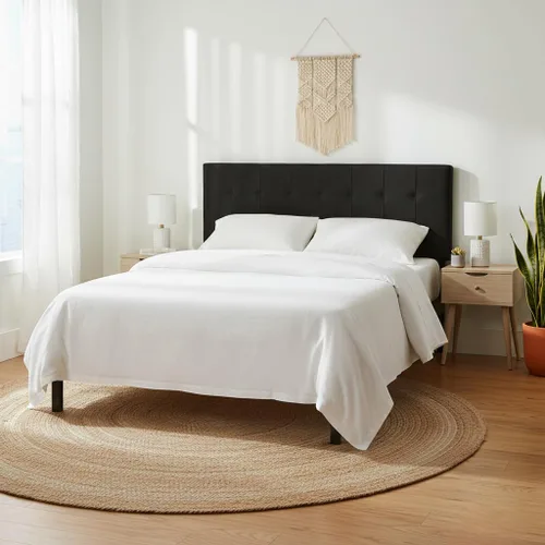 Miniatura 12 de Naomi Home Jessenia - Cabecera capitonada ajustable tapizada de lino con superficie acolchada, soporte de pared o marco de cama, color crema