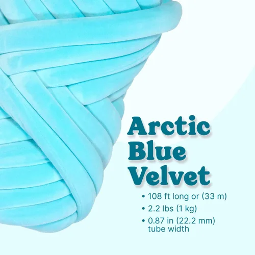 Miniatura 2 de Ultra Suave 1kg (2.2 LBS) Hilo Grueso para Tejer a Mano, Hilo de Tubo de Tela de Terciopelo Luxuoso para Hacer Bolsos, Almohadas, Mantas, Azul Ártico