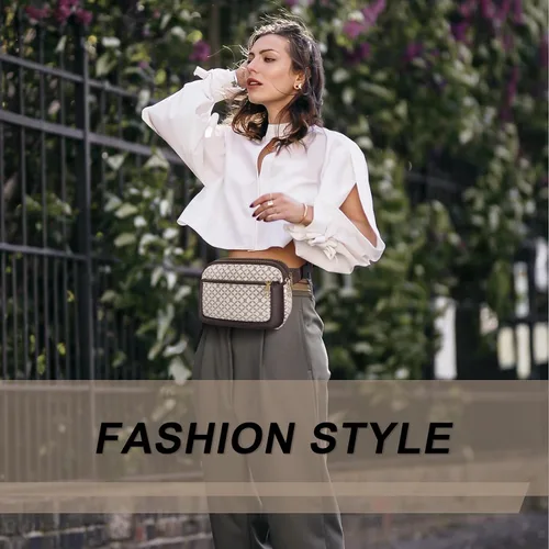 Miniatura 6 de Geestock Riñoneras para mujer, bolsa de cinturón de cuero vegano a la moda, impermeable, para cualquier lugar, con correa ajustable, Impresión