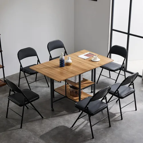 Miniatura 6 de Paquete de 4 sillas plegables, sillas plegables con asientos acolchados, sillas plegables portátiles con marco de acero para el hogar y la oficina