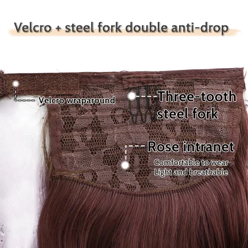 Miniatura 5 de Auburn - Extensiones de cabello con clip de cola de caballo, extensiones de cola de caballo de 16 pulgadas, rizadas, onduladas, sintéticas