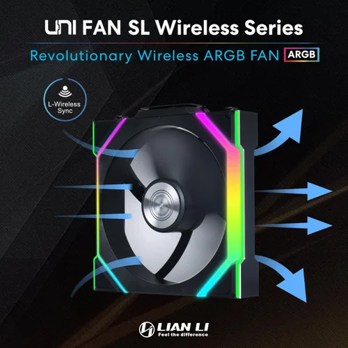 Miniatura 2 de Lian Li UNI Fan SL - Ventilador inalámbrico ARGB de 4.724 in, paquete individual, señal inalámbrica de 2.4 GHz para control RGB y ventiladores