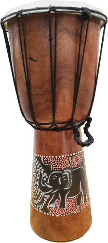 Tambor Djembe pintado a mano con puntos multicolores aborígenes con patrones aleatorios únicos Bongo música inspirada en África, impresionante idea
