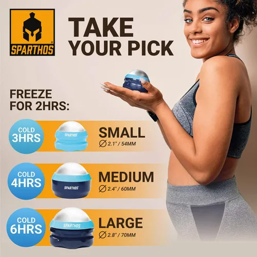 Miniatura 7 de Sparthos Bola de rodillo de masaje frío – Masajeador de criosfera fitness – Copas de masaje de hielo Cryo Cryocup – para músculos, cara, músculos