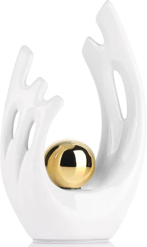 Miniatura 18 de XMGZQ Estatuas y esculturas de cerámica abstracta, estatuas de cerámica de arte negro y dorado, decoración moderna para el hogar, sala de estar