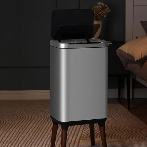 Miniatura 7 de BONAD Basurero de cocina de 13 litros de gran capacidad, inteligente para cocina, de acero inoxidable, sensor automático, cubo de basura