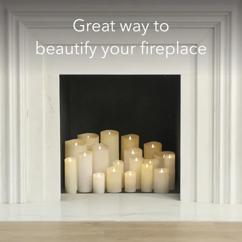 Miniatura 6 de Velas LED sin llama con control remoto, 3 x 5.1 pulgadas, llama móvil parpadeante 3D, velas que funcionan con pilas en carcasa de cera real para uso