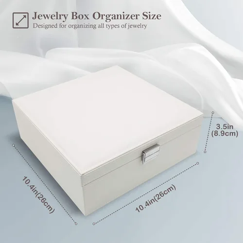 Miniatura 2 de ProCase - Joyero grande de cuero con dos niveles para organizar aretes pulseras anillos relojes para mujeres niñas regalo ideal para novia o esposa