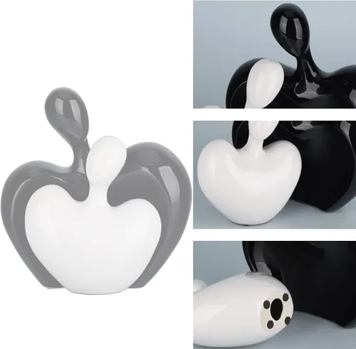 Miniatura 7 de Estatua de amor de cerámica, pareja masculina y femenina abrazando escultura, decoración del hogar en blanco y negro, boda para padres, figuras