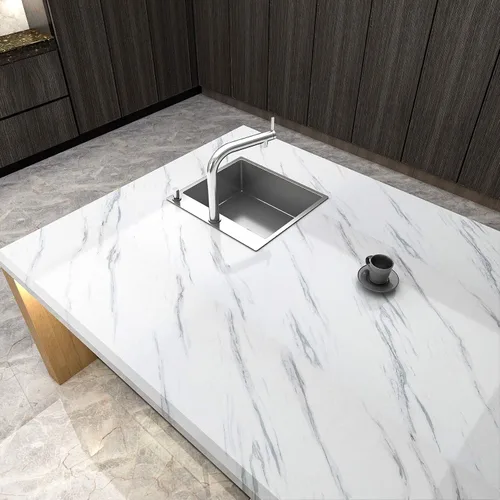 Miniatura 4 de VEELIKE Papel de contacto de mármol blanco y gris brillante de 32 x 354 pulgadas de ancho, papel tapiz de mármol para encimeras de cocina, cubiertas