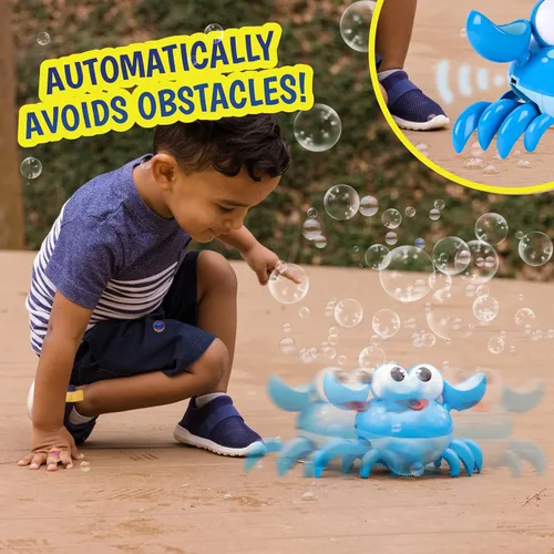 Miniatura 4 de Maxx Bubbles Máquina de burbujas de cangrejo bailarín, soplador de burbujas en movimiento para niños, ilumina y reproduce música, botella