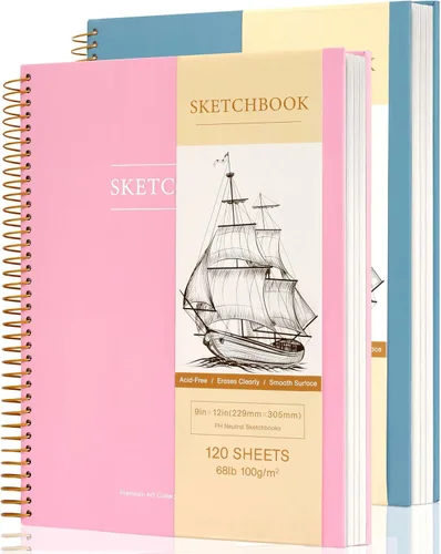 Miniatura 18 de Yoment Cuaderno de bocetos de 5.5 x 8.5 pulgadas, pequeño cuaderno de bocetos para dibujar, 100 hojas (68 libras/100 gsm) bloc de bocetos en espiral