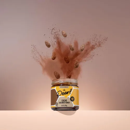Miniatura 4 de Pearl Honey Spreads - Miel cruda en crema con sabor a chocolate orgánico de cacao - Sin químicos, sin soja y miel cruda 100% natural Tarro de 8.8