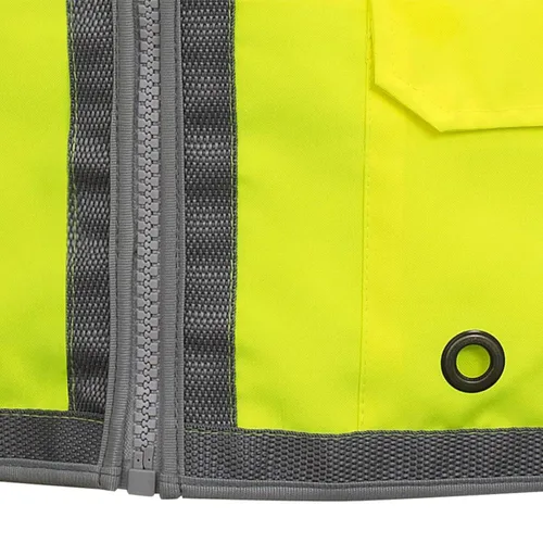 Miniatura 8 de Pioneer Chaleco de seguridad para hombres – Neón reflectante de alta visibilidad, panel trasero de malla fresca, 12 bolsillos, cremallera para Verde