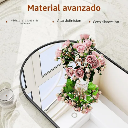 Miniatura 3 de Espejo de 56 x 21 pulgadas, de arco, de longitud completa, espejo de cuerpo completo con marco de aluminio, para colocar de pie, inclinado o Negro